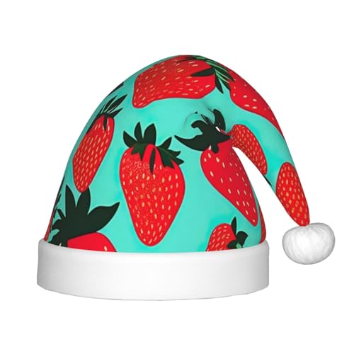 NEZIH Niedliche Erdbeere 1 Druck Weihnachtsmütze Xmas Hut für Kinder, Neujahr Festliche Party Supplies Weihnachtsmann Hut von NEZIH