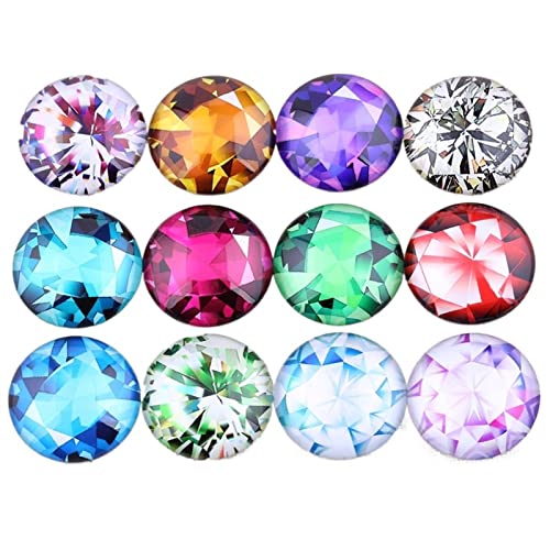 NFEGSIYA Glaskuppel Cabochons Fliesen Farbe Diamant Foto Runde Kuppel Glas Cabochon 12mm 14mm 18mm 20mm DIY Schmuck for Ohrringe Anhänger (Size : 20mm 20pcs) von NFEGSIYA