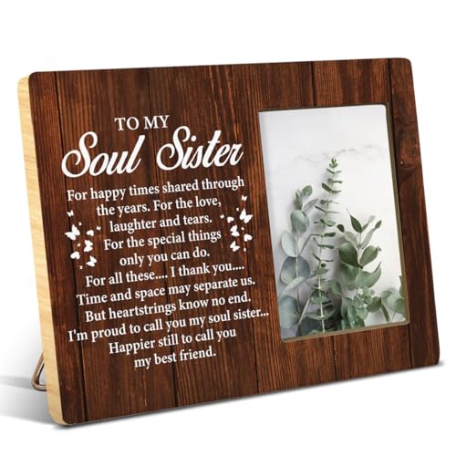 NGAEAK Holz-Bilderrahmen, "Soul Sister", Geschenke für Frauen, an meine Seele, Schwester, Dankeschön, Fotorahmen, Freundschaftsgeschenke für Freunde, Frauen, Seelenschwester, Displayfoto 10,2 x 15,2 NGAEAK Holz-Bilderrahmen, "Soul Sister", Geschenke für Frauen, an meine Seele, Schwester, Dankeschön, Fotorahmen, Freundschaftsgeschenke für Freunde, Frauen, Seelenschwester, Displayfoto 10,2 x 15,2 von NGAEAK