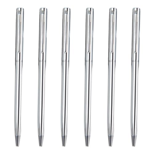 NGCG Metall-Kugelschreiber, zum Öffnen/Schließen, zum Öffnen/Schließen, glattes Schreiben, Schulstift, 6 Stück von NGCG