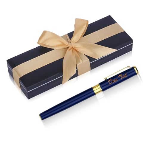 NGTSFLY Kugelschreiber mit Gravur, Personalisierte Kugelschreiber, mit Schleifenband Geschenkbox,Personalisierte Geschenke für Weihnachten, Geburtstag, Valentinstag, Muttertag (Dunkelblau) von NGTSFLY