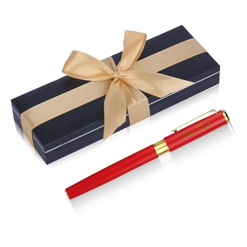 NGTSFLY Kugelschreiber mit Gravur, Personalisierte Kugelschreiber, mit Schleifenband Geschenkbox,Personalisierte Geschenke für Weihnachten, Geburtstag, Valentinstag, Muttertag (Rot) von NGTSFLY