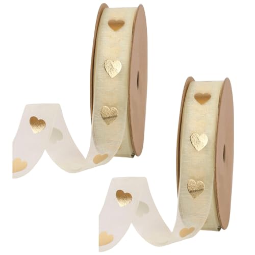 2 Rollen geschenkband gold, herzbedrucktes Organzaband 29,53 Fuß x 0,59 Zoll, Goldfolien-Satinbänder für Geschenkverpackungen, Schleifen, DIY-Bastelarbeiten 2 Rollen geschenkband gold, herzbedrucktes Organzaband 29,53 Fuß x 0,59 Zoll, Goldfolien-Satinbänder für Geschenkverpackungen, Schleifen, DIY-Bastelarbeiten von NHBETYS