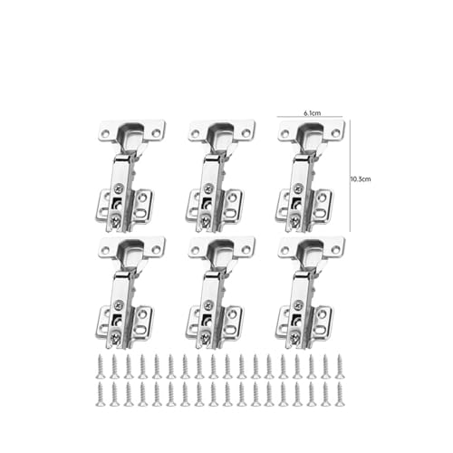 Eisenwaren 1/10 stücke Edelstahl Schrank Tür Scharniere Puffer Küche Schrank Tür Verdeckte Scharniere mit Schrauben Möbel Hardware Werkzeuge(6PCS) von NHCOGZLC