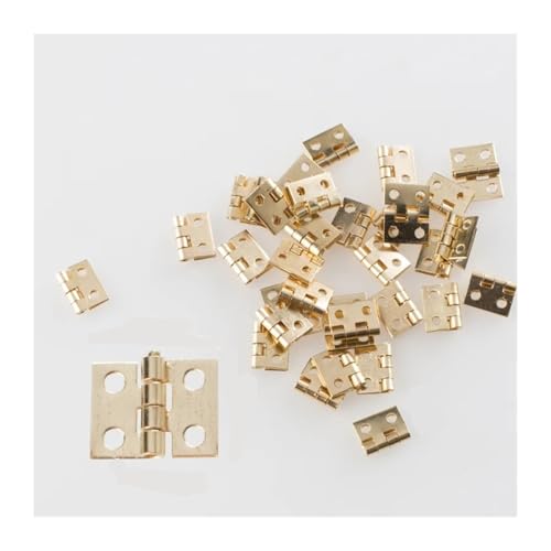 Eisenwaren 50 Stück winzige goldene Mini-Metallscharniere for 1/12 Haus Miniaturschrank Möbelbeschläge for Schränke 10 x 8 mm Heimhardware(Gold-50pcs) von NHCOGZLC