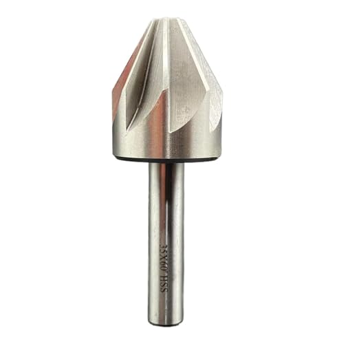 1 Stück HSS Kegelbohrer, Durchmesser 6-50 mm, 60 Grad Anfasung, Kegelfräser, 6-schneidig / 8-schneidig, runder Schaft, Entgraten, Anfasen, Fräser für Metall, Holz und Plastik(35mm 60 degrees) von NHEISSCF