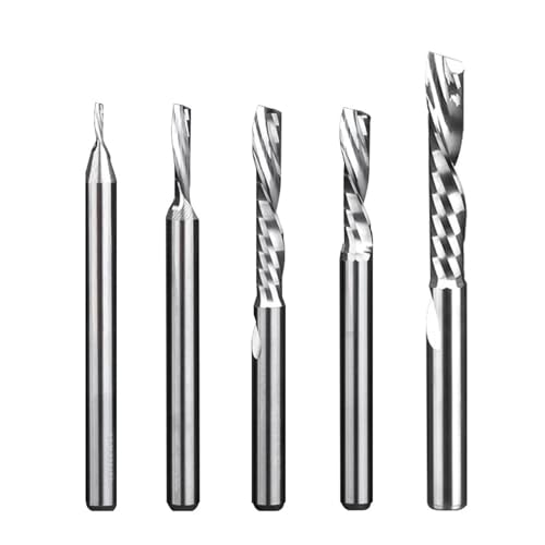 NHEISSCF 50-teiliges Fräser-Set für Flöte aus Aluminium, 3.175/4/5/6/8 mm, Spiralfräser nach unten bis Einzelflöte, CNC-Fräser aus Wolframkarbid. (4 x 8 50 Stück) von NHEISSCF