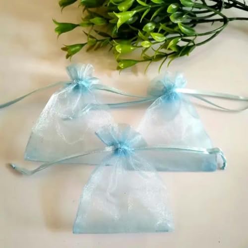 NHEISSCF Organzabeutel lose, 100 Teile/los Klar Schmuck Taschen Organza Geschenk Taschen Kordelzug Verpackung Taschen Weihnachten Hochzeit Geburtstag Geschenk Taschen(Sky Blue,10x15cm) von NHEISSCF