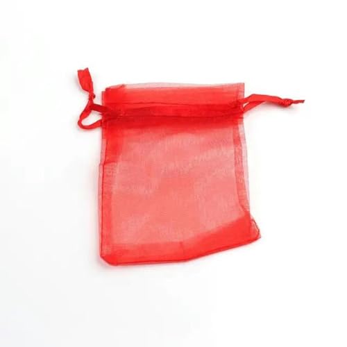 NHEISSCF Organzabeutel lose, 50 Stück 7x9 9x12 10x15 Organzabeutel Schmuckverpackungsbeutel Geschenk Verlobung Hochzeit Party Dekoration Kordelzug Verpackungsbeutel(Red,5X7CM) von NHEISSCF