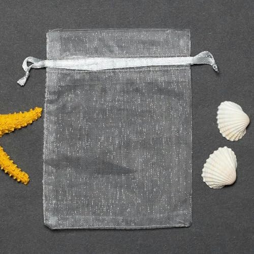NHEISSCF Organzabeutel lose, 50 Teile/los 7 * 9/9 * 12/10 * 15/11 * 16/13 * 18 cm Kordelzug Organza Beutel Schmuck Verpackung Taschen Hochzeit Party Kleine Geschenk Tasche(Gray,9x12cm) von NHEISSCF