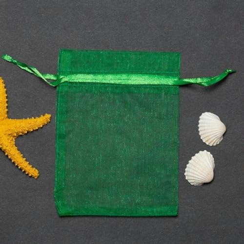 NHEISSCF Organzabeutel lose, 50 Teile/los 7 * 9/9 * 12/10 * 15/11 * 16/13 * 18 cm Kordelzug Organza Beutel Schmuck Verpackung Taschen Hochzeit Party Kleine Geschenk Tasche(Green,1 Count (Pack of 1)) von NHEISSCF