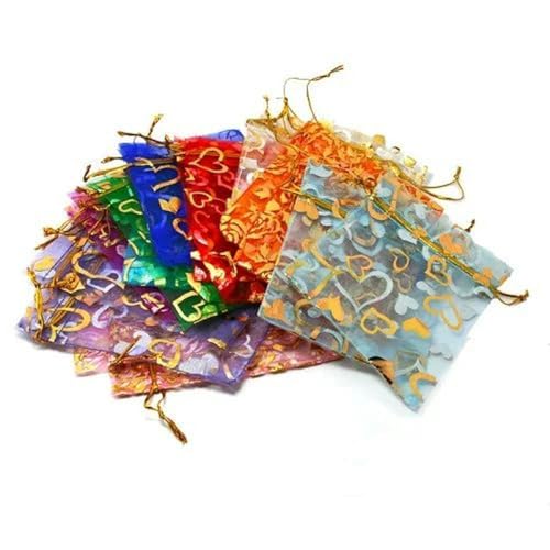NHEISSCF Organzabeutel lose, 7x9CM 9x12CM Gold/Silber Gemischte Farbe Hochzeit Dekoration Organza Schmuck Taschen Candy Geschenk Taschen Party Hochzeit Gefälligkeiten Verpackung(Gold,9x12cm) von NHEISSCF