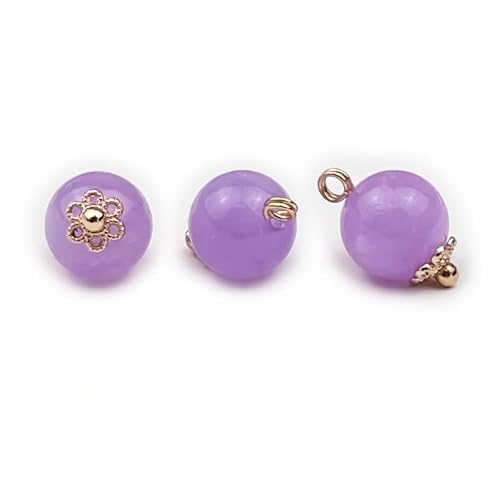 NHEISSCF Perlmuttknöpfe, 10/20 STÜCKE 10 MM Imitation Stein Kleine Runde Kugel Perle Knöpfe for Tuch Harz Schaft Taste(4# Purple,10MM 20PCS) von NHEISSCF