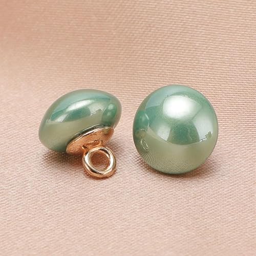NHEISSCF Perlmuttknöpfe, 10 STÜCK 10/12 MM Kleine Quadratische/Runde Kugel Perlenknöpfe for Stoffherstellung Harz Schaftknopf(Green,Semicircle 10mm/10pcs) von NHEISSCF