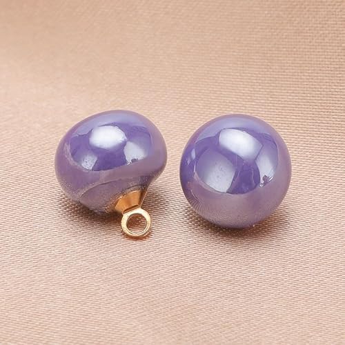 NHEISSCF Perlmuttknöpfe, 10 STÜCK 10/12 MM Kleine Quadratische/Runde Kugel Perlenknöpfe for Stoffherstellung Harz Schaftknopf(Purple,Round 10MM/10pcs) von NHEISSCF