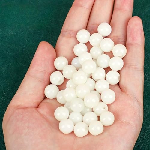 NHEISSCF Perlmuttknöpfe, 10 Stück 10 mm Kunststein kleine runde Kugel Perlenknöpfe for Stoffherstellung Harz Schaftknopf(Porcelain White) von NHEISSCF