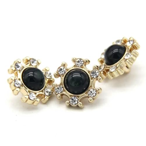 NHEISSCF Perlmuttknöpfe, 10 Stück 13 mm Schneeblumen-Perlenschmuck-Metallknöpfe for Hochzeitskleid, Kleidung, dekorative Accessoires(Golden Snow) von NHEISSCF