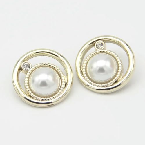 NHEISSCF Perlmuttknöpfe, 10 Stück 18/20/23 mm Perlen-Metallknöpfe in Silber-Gold for Kleidung, dekoratives DIY-Nähzubehör(Light Golden,23mm 10pcs) von NHEISSCF