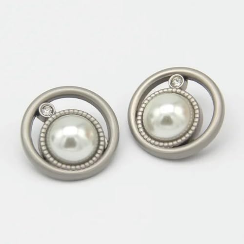 NHEISSCF Perlmuttknöpfe, 10 Stück 18/20/23 mm Perlen-Metallknöpfe in Silber-Gold for Kleidung, dekoratives DIY-Nähzubehör(Matte White,20mm 10pcs) von NHEISSCF