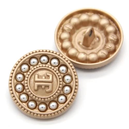 NHEISSCF Perlmuttknöpfe, 10 Stück 18/23/25 mm runde Perlen-Gold-Metall-Schmuckknöpfe for Kleidung, handgefertigtes Nähzubehör(Ee Golden,25mm 10pcs) von NHEISSCF
