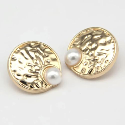 NHEISSCF Perlmuttknöpfe, 10 Stück 18/25 mm Perlenschmuck Gold Metall Schaftknöpfe for Kleidungsstücke DIY Handwerk Nähzubehör(Golden,25mm 10pcs) von NHEISSCF