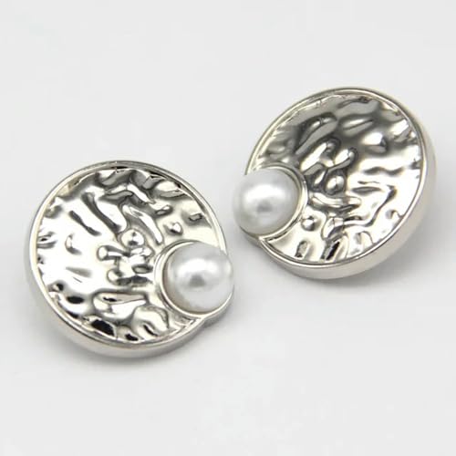 NHEISSCF Perlmuttknöpfe, 10 Stück 18/25 mm Perlenschmuck Gold Metall Schaftknöpfe for Kleidungsstücke DIY Handwerk Nähzubehör(White,18mm 10pcs) von NHEISSCF