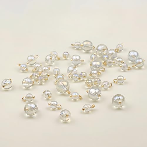 NHEISSCF Perlmuttknöpfe, 100 STÜCKE 8/10/12 MM Transparente Kleine Runde Kugel Perle Knöpfe for Tuch Harz Schaft Taste(Transparent,8mm/100pcs) von NHEISSCF