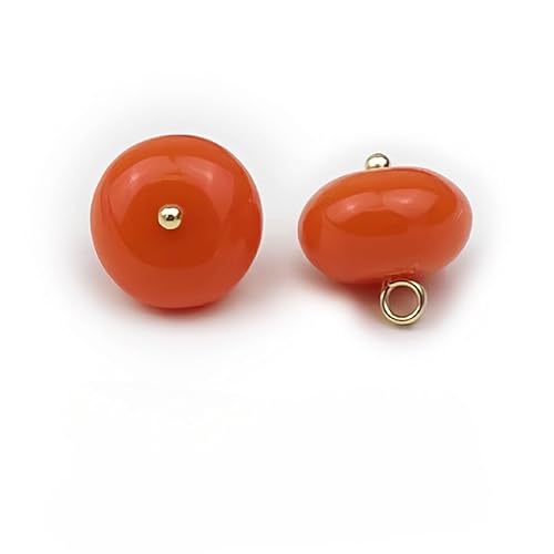 NHEISSCF Perlmuttknöpfe, 100 Stück 12 mm Schwarze Flache kleine runde Kugel Perlenknöpfe halbrunde Birne for Stoffbastelknopf(3# Orange) von NHEISSCF