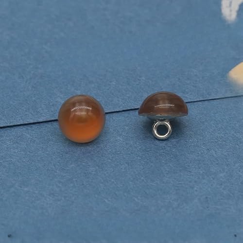 NHEISSCF Perlmuttknöpfe, 20 STÜCK 10 MM Orange Kleine Runde Kugel Perlenknöpfe Halbrunde Birne for Stoffherstellung Harz Schaftknopf(Brown) von NHEISSCF