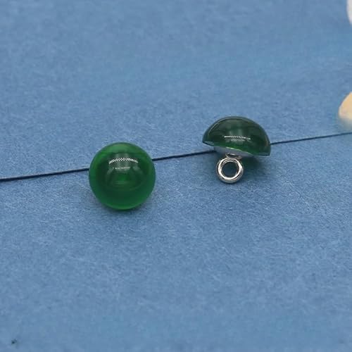 NHEISSCF Perlmuttknöpfe, 20 STÜCK 10 MM Orange Kleine Runde Kugel Perlenknöpfe Halbrunde Birne for Stoffherstellung Harz Schaftknopf(Green) von NHEISSCF