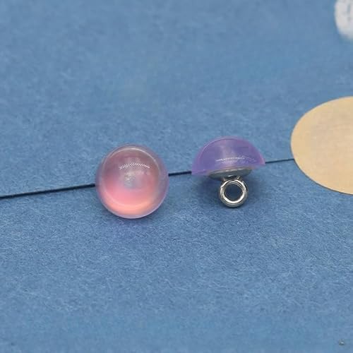 NHEISSCF Perlmuttknöpfe, 20 STÜCK 10 MM Orange Kleine Runde Kugel Perlenknöpfe Halbrunde Birne for Stoffherstellung Harz Schaftknopf(Purple) von NHEISSCF