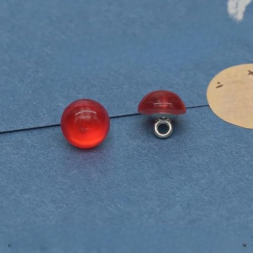 NHEISSCF Perlmuttknöpfe, 20 STÜCK 10 MM Orange Kleine Runde Kugel Perlenknöpfe Halbrunde Birne for Stoffherstellung Harz Schaftknopf(Red) von NHEISSCF
