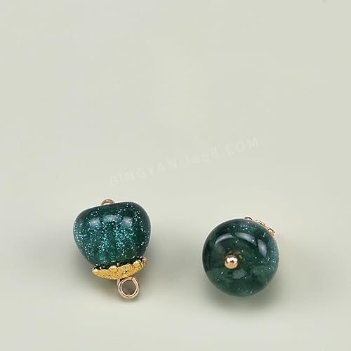 NHEISSCF Perlmuttknöpfe, 20 STÜCK 11 MM Seeblau Pailletten Perlenknöpfe Halbrunde Birne for Stoffherstellung Harz Schaftknopf(Dark Green) von NHEISSCF