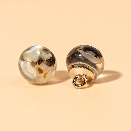 NHEISSCF Perlmuttknöpfe, 20 Stück 10 mm Blume innen kleine runde Kugel Perlenknöpfe for Stoffherstellung Harz Schaftknopf(Color) von NHEISSCF
