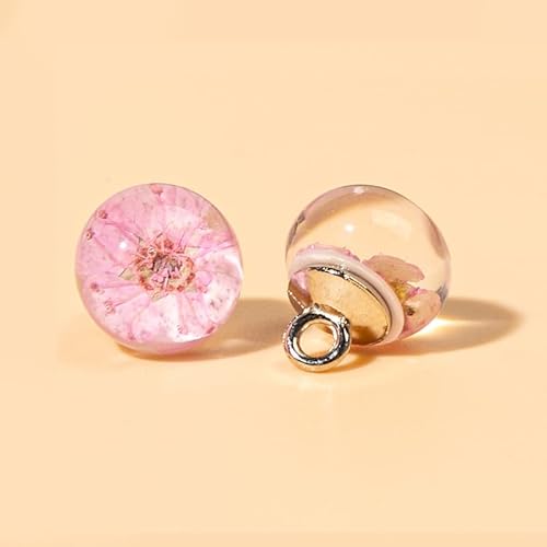 NHEISSCF Perlmuttknöpfe, 20 Stück 10 mm Blume innen kleine runde Kugel Perlenknöpfe for Stoffherstellung Harz Schaftknopf(Pink) von NHEISSCF