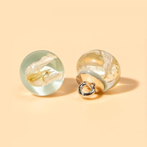 NHEISSCF Perlmuttknöpfe, 20 Stück 10 mm Blume innen kleine runde Kugel Perlenknöpfe for Stoffherstellung Harz Schaftknopf(Water Green) von NHEISSCF