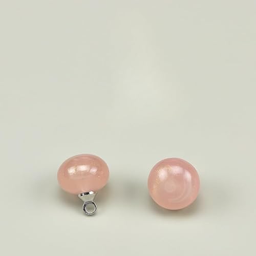 NHEISSCF Perlmuttknöpfe, 20 Stück 10 mm silbergraue Pailletten, kleine runde Kugelperlenknöpfe for Basteln von Stoffen, Kunstharz-Ösenknopf(Pink) von NHEISSCF