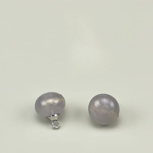 NHEISSCF Perlmuttknöpfe, 20 Stück 10 mm silbergraue Pailletten, kleine runde Kugelperlenknöpfe for Basteln von Stoffen, Kunstharz-Ösenknopf(Silver Gray) von NHEISSCF