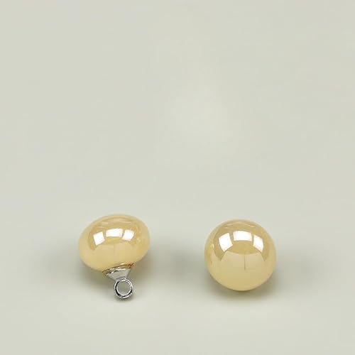 NHEISSCF Perlmuttknöpfe, 20 Stück 10 mm silbergraue Pailletten, kleine runde Kugelperlenknöpfe for Basteln von Stoffen, Kunstharz-Ösenknopf(Yellow) von NHEISSCF