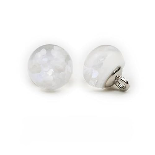 NHEISSCF Perlmuttknöpfe, 20 Stück 10MM Hellblau Kleine Runde Kugel Perlenknöpfe for Stoff Basteln Harz Schaftknopf(1# White) von NHEISSCF