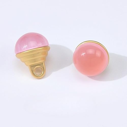 NHEISSCF Perlmuttknöpfe, 20 Stück 10MM Wassertropfen Kleine Halbrunde Birne for Tuch Basteln Harz Schaftknopf(Pink) von NHEISSCF