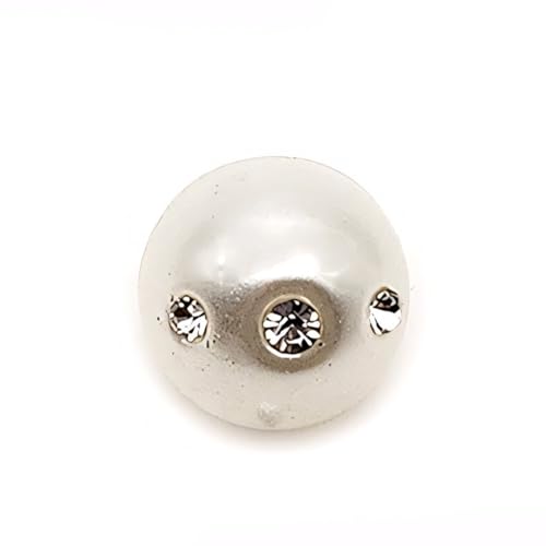NHEISSCF Perlmuttknöpfe, 20 Stück 12 mm Gold kleine runde Kugel Perlenknöpfe for Stoffherstellung Harz Schaftknopf(White) von NHEISSCF