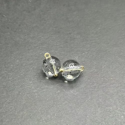 NHEISSCF Perlmuttknöpfe, 30 STÜCKE 10/12 MM Goldfolie Kleine Runde Kugel Perlenknöpfe for Stoffherstellung Harz Schaftknopf(Black,16L=10MM/30PCS) von NHEISSCF