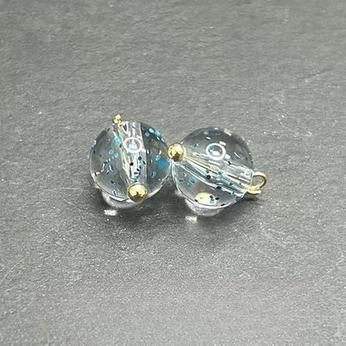 NHEISSCF Perlmuttknöpfe, 30 STÜCKE 10/12 MM Goldfolie Kleine Runde Kugel Perlenknöpfe for Stoffherstellung Harz Schaftknopf(Blue,20L=12.5MM/30PCS) von NHEISSCF