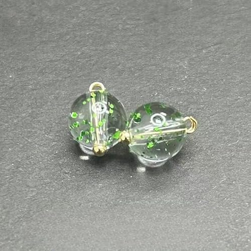 NHEISSCF Perlmuttknöpfe, 30 STÜCKE 10/12 MM Goldfolie Kleine Runde Kugel Perlenknöpfe for Stoffherstellung Harz Schaftknopf(Green,20L=12.5MM/30PCS) von NHEISSCF