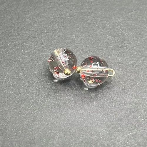 NHEISSCF Perlmuttknöpfe, 30 STÜCKE 10/12 MM Goldfolie Kleine Runde Kugel Perlenknöpfe for Stoffherstellung Harz Schaftknopf(Red,16L=10MM/30PCS) von NHEISSCF