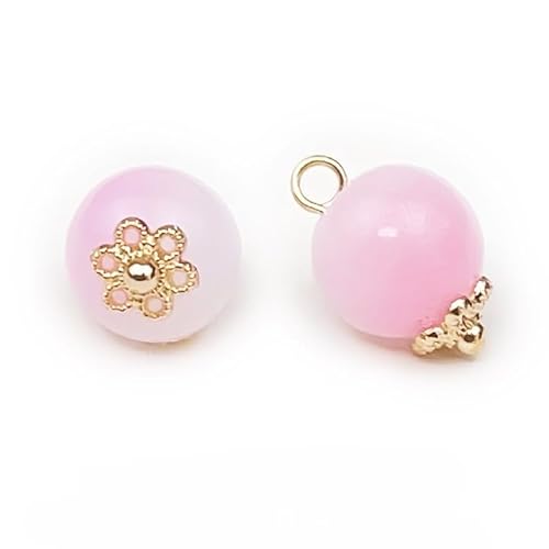 NHEISSCF Perlmuttknöpfe, 30 Stück 10mm Blau Lila Kleine Runde Kugel Perlenknöpfe for Stoffherstellung Harz Schaftknopf(2# Pink) von NHEISSCF