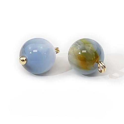 NHEISSCF Perlmuttknöpfe, 30 Stück 10mm Grün/Blau Kleine Runde Kugel Perlenknöpfe for Stoffherstellung Harz Schaftknopf(Blue) von NHEISSCF