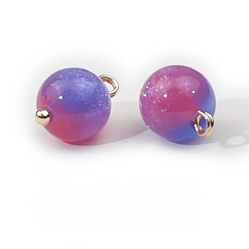 NHEISSCF Perlmuttknöpfe, 30 Stück 10mm Seegrün Kleine Runde Kugel Perlenknöpfe for Stoffherstellung Harz Schaftknopf(Purple Blue) von NHEISSCF