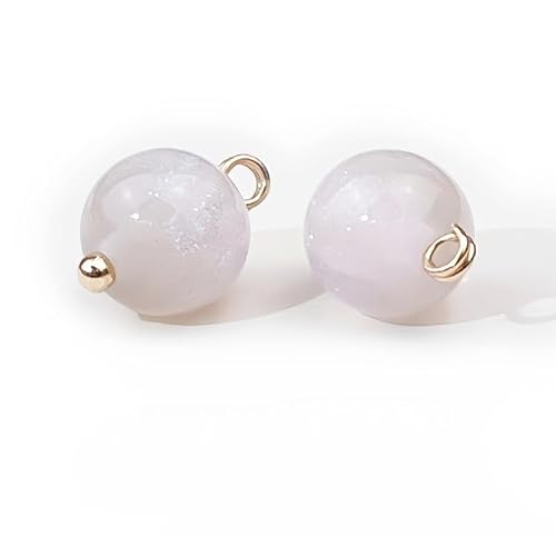 NHEISSCF Perlmuttknöpfe, 30 Stück 10mm Seegrün Kleine Runde Kugel Perlenknöpfe for Stoffherstellung Harz Schaftknopf(White) von NHEISSCF
